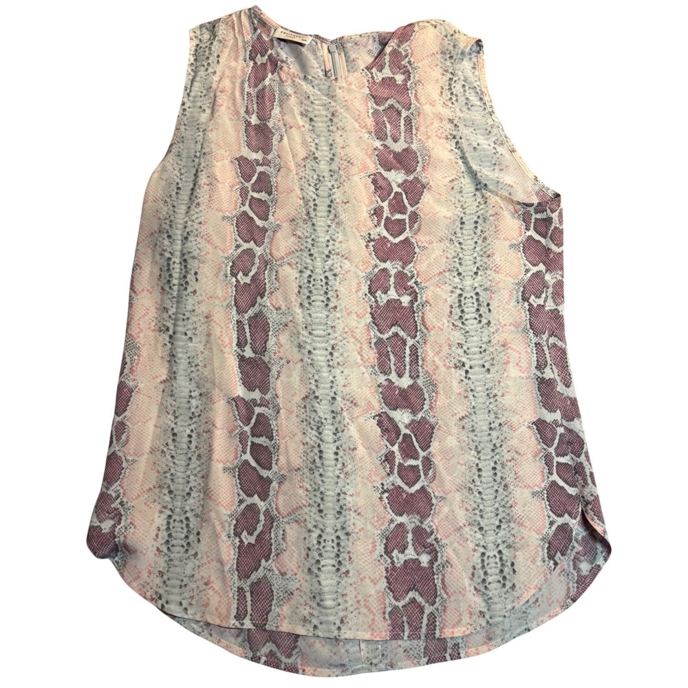Equipment Femme Silk Sleeveless Top Women's Pink Snakeskin Print Excellent Sz  M